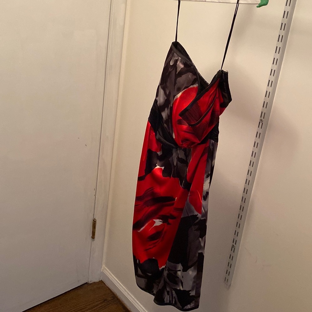 Strapless dress color red / grey / black